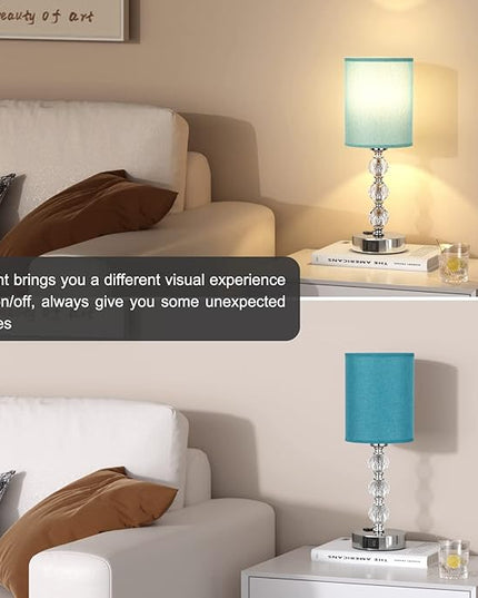 Green Touch Bedside Lamps for Bedrooms - Crystal Table Lamp with USB C+A Charging Port and AC Outlet Nightstand, 3 Way Dimmable Silver Small End Side Table Lamp for Living/Guest/Dinning Room/Kitchen - LeafyLoom