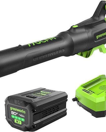 Greenworks 80V 770 CFM Cordless Leaf Blower, 4.0Ah Battery and Rapid Charger - LeafyLoom