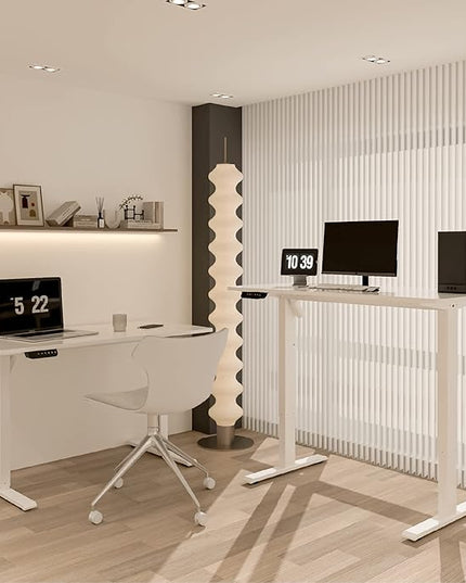 Whole Piece Standing Desk, 48 x 24 in, Electric, 176 lbs Capacity, Adjustable Height Desk for Home & Office, White - LeafyLoom