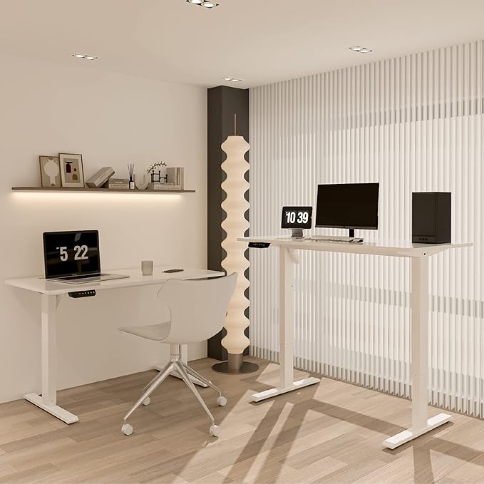 Whole Piece Standing Desk, 48 x 24 in, Electric, 176 lbs Capacity, Adjustable Height Desk for Home & Office, White - LeafyLoom