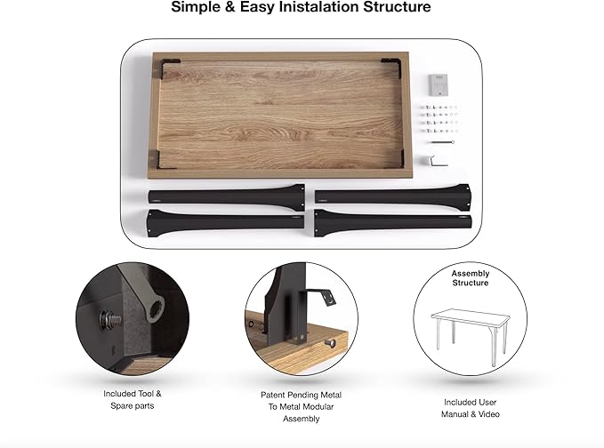 Home Office Computer Desk 47.2x23.6 inch gaming Desk, Modern and Minimalist home office desk, Home Office Desks, Study Desk, Craft table Black Metal Designed Frame, Gray Oak Board color. - LeafyLoom