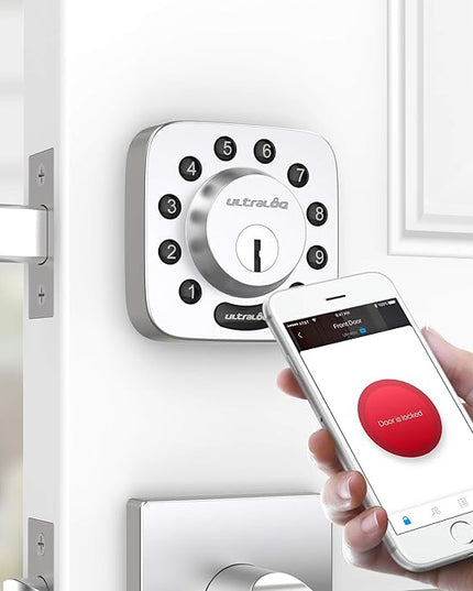 ULTRALOQ U-Bolt 5-in-1 Keyless Entry Backlit Keypad, App,Smart Door Lock, Bluetooth, Satin Nickel ULTRALOQ