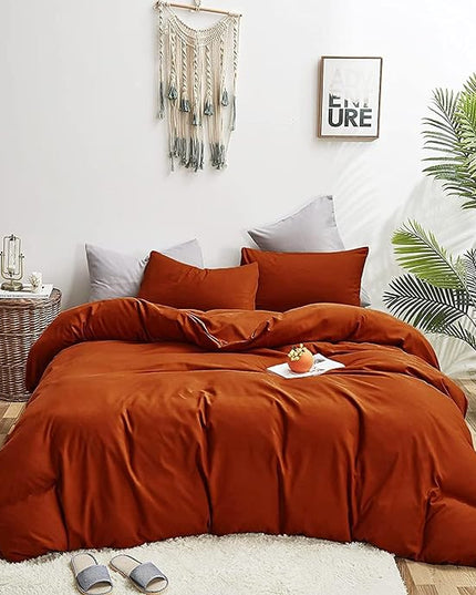 Burnt Orange Comforter Queen Rust Bedding Set Queen Reddish Caramel Color Terracotta Comforter 3 Pieces Women Lightweight Burnt Orange Queen Blanket Rust Queen Bed Comforter Set Durable - LeafyLoom