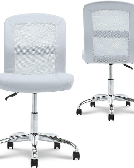 Serta Essential Armless Desk Chair Small TaskChair with Wheels, Breathable Mesh Back, SertaQuality Foam Cushion Seat for Comfort, Functional, Lightweight and Versatile, Task, Sky Blue - LeafyLoom