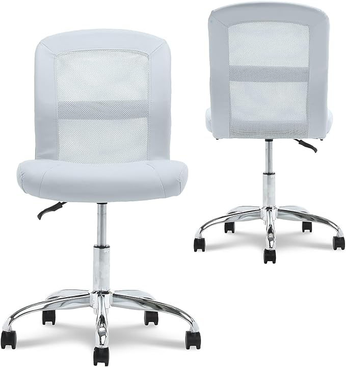 Serta Essential Armless Desk Chair Small TaskChair with Wheels, Breathable Mesh Back, SertaQuality Foam Cushion Seat for Comfort, Functional, Lightweight and Versatile, Task, Sky Blue - LeafyLoom