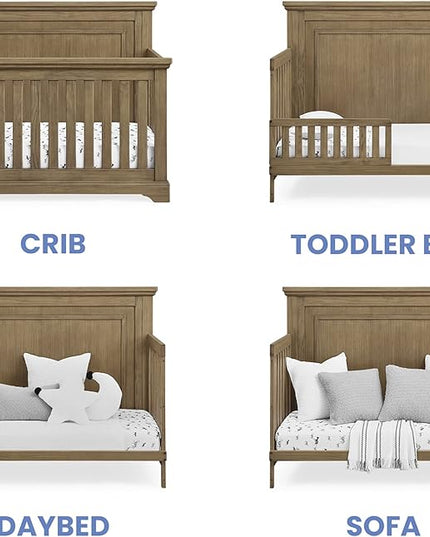 Delta Children Simmons Kids Paloma 4-in-1 Convertible Crib, Greenguard Gold Certified, Rustic Acorn - LeafyLoom