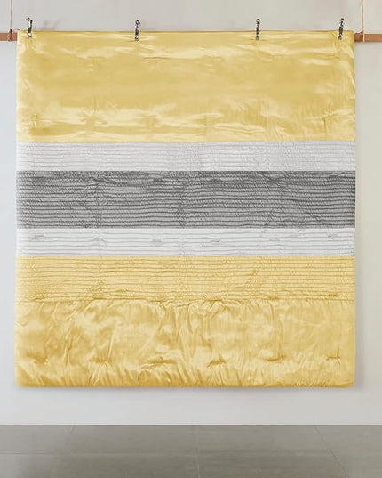 Madison Park Amherst Faux Silk Comforter Set-Casual Contemporary Design All Season Down Alternative Bedding, Matching Shams, Bedskirt, Decorative Pillows, King(104"x92"), Yellow, 7 Piece (MP10-2449) - LeafyLoom