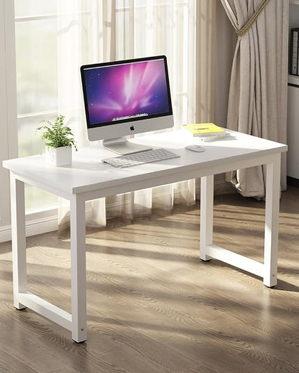 Tribesigns Modern Simple Computer Desk, 47 inch Office Desk Computer Table, Study Writing Study Desk for Home Office, White - LeafyLoom