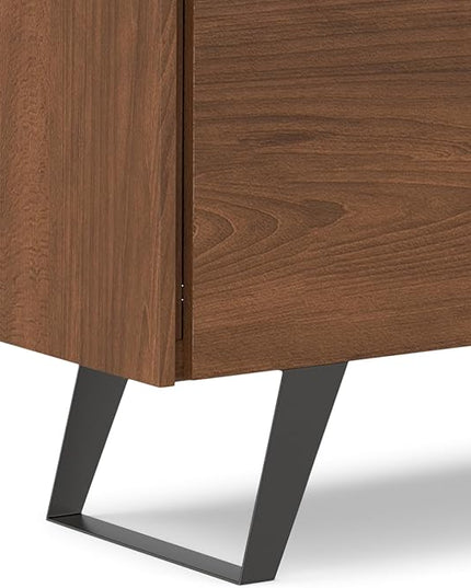 SIMPLIHOME Lowry 60 Inch Wide Rectangle Modern Industrial Sideboard Buffet in WALNUT WOOD, For the Dining Room and Kitchen - LeafyLoom