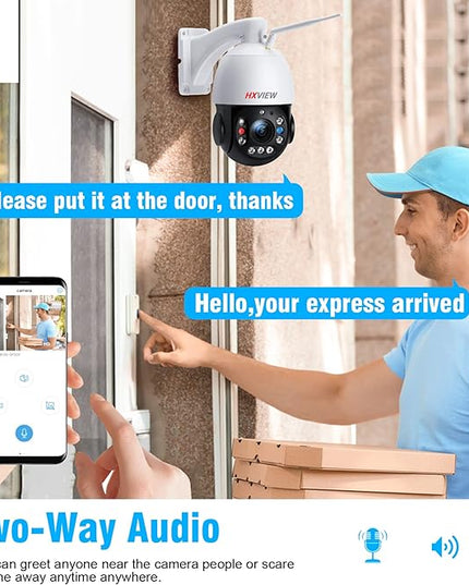 PTZ Camera Outdoor, 30X Optical Zoom Security Camera, 5MP Wireless WiFi RTSP IP Camera, 1000FT Night Vision, Auto Tracking, Emergency Strobe Light Alarm, Human Detection, 2-Way Audio HXVIEW