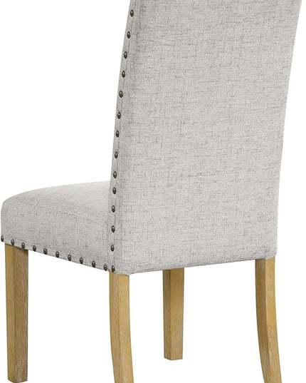 HomePop Classic Parsons Dining Chairs, Set of 2, Neutral Oatmeal Textured Solid Woven (Set of 2) - LeafyLoom
