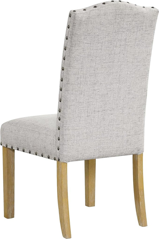 HomePop Classic Parsons Dining Chairs, Set of 2, Neutral Oatmeal Textured Solid Woven (Set of 2) - LeafyLoom