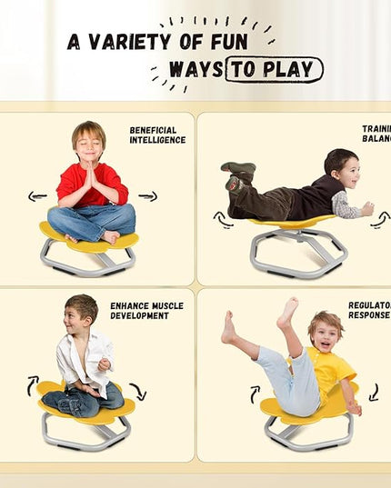 Petal Kids Swivel Chair, Seat and Spinning Chair, Body Coordination Training Chair, Yellow Non Slip Sensory Toys 360° Spinning Chair for Autistic Kids Aged 3+, Improving Toddler's Physical Fitnesss - LeafyLoom