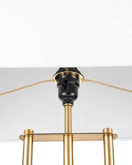 Globe Electric 67775 62" Floor Lamp, Matte Brass, White Linen Shade, Floor Lamp for Living Room, Floor Lamp for Bedroom, Home Improvement, Reading Lamp, Home Office Accessories, Home Décor - LeafyLoom