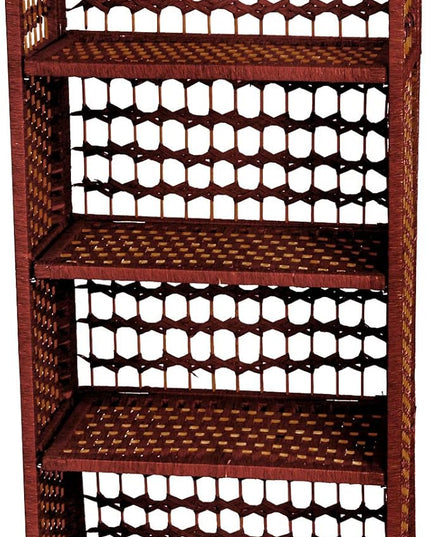 Oriental Furniture 43" Natural Fiber Shelving Unit - Mahogany - LeafyLoom
