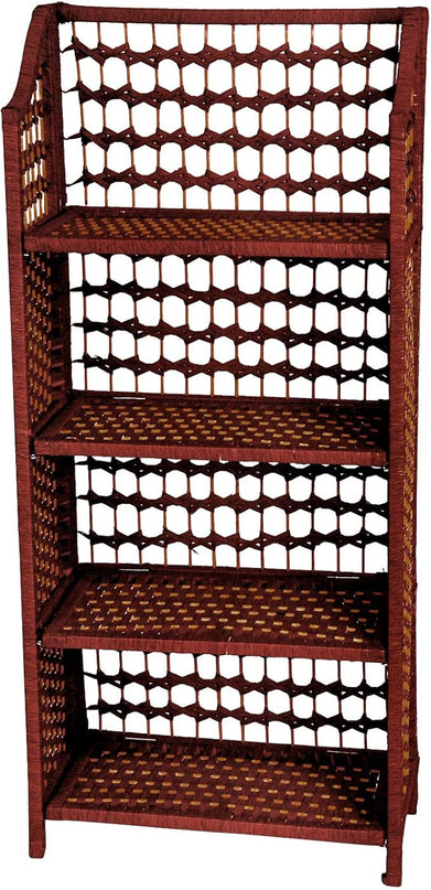 Oriental Furniture 43" Natural Fiber Shelving Unit - Mahogany - LeafyLoom
