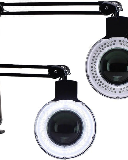 Quality Optics® Professional Series Illuminated Workstation Swing Arm Magnifier White 3LED Diopter with Stand - LeafyLoom