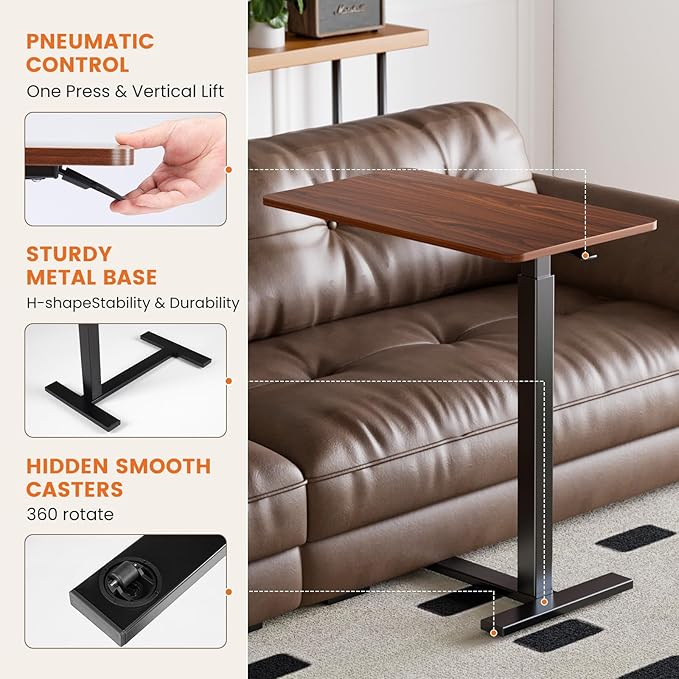DUMOS Standing Rolling Desk Adjustable Height, Mobile Desk with Wheels Mobile Laptop Desk for Office, Home and Study - LeafyLoom