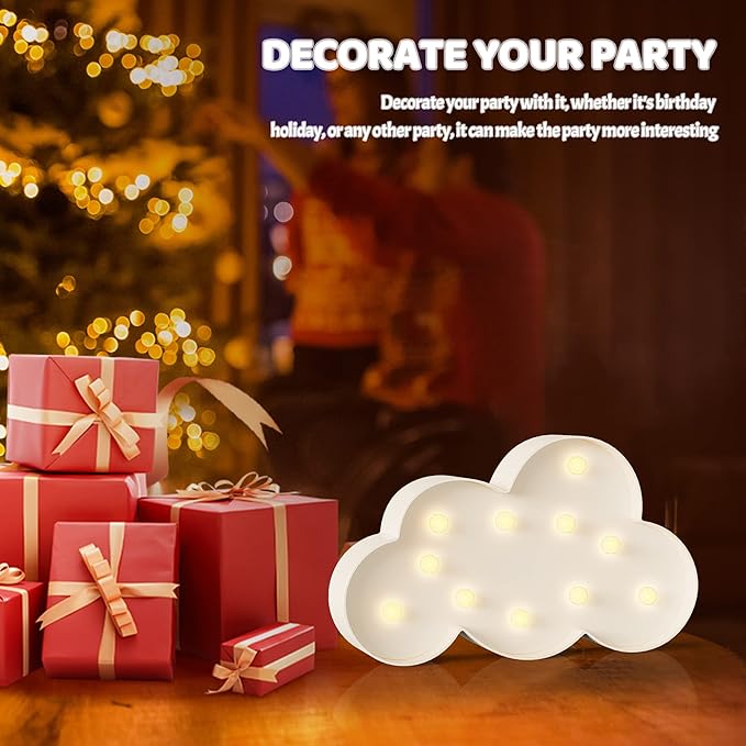 White Cloud Decor, Battery Powered Cloud Night Light for Kids, Kids Night Lights for Bedroom, Baby Night Light for Bedroom, Toddler Night Lights, Kids Room Decor for Bedroom - LeafyLoom