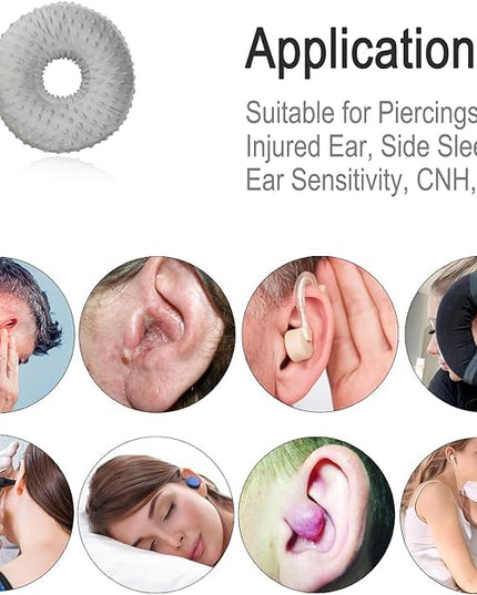 Washable Ear Piercing Pillow with Removable Pillowcase Donut Pillows Hole for Ear Pain Relief CNH Sleeping Pressure Sore Side Sleepers Ear Guard Protector, Minky Dot Gray Cover - LeafyLoom