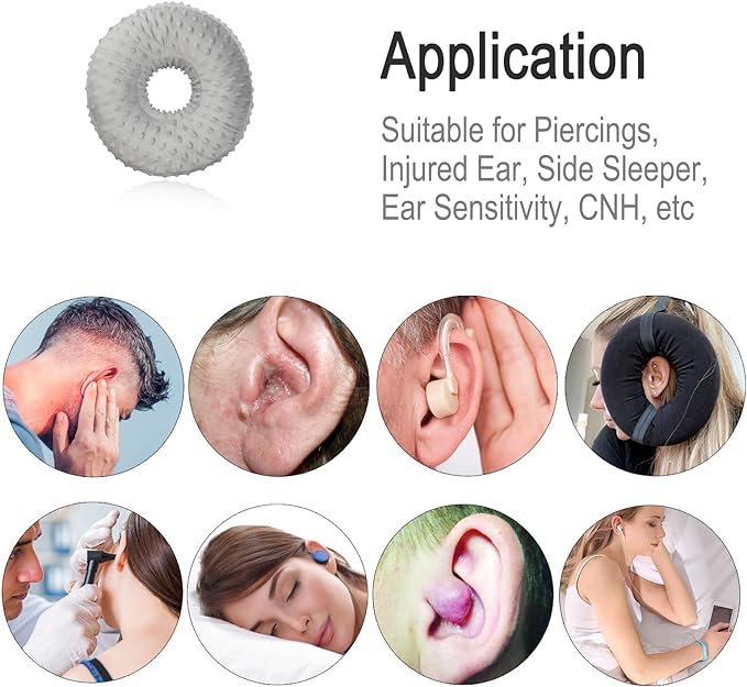 Washable Ear Piercing Pillow with Removable Pillowcase Donut Pillows Hole for Ear Pain Relief CNH Sleeping Pressure Sore Side Sleepers Ear Guard Protector, Minky Dot Gray Cover - LeafyLoom