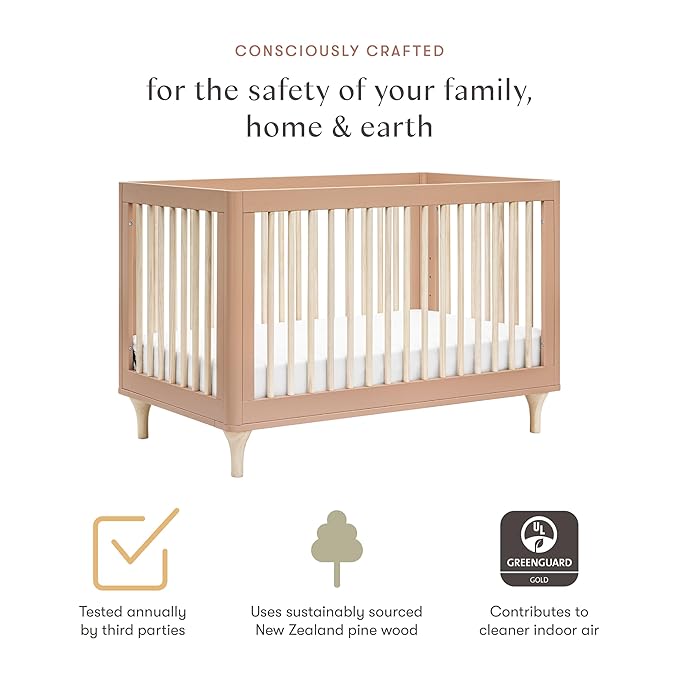 Babyletto Lolly 3-in-1 Convertible Crib with Toddler Bed Conversion Kit in Canyon/Washed Natural, Greenguard Gold Certified - LeafyLoom