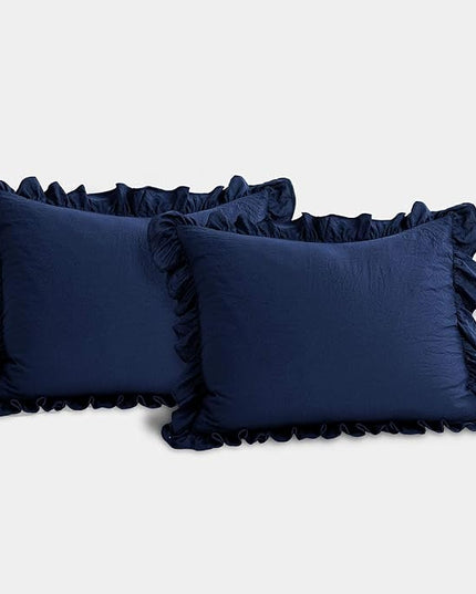 Lush Decor Reyna Ruffle Comforter Set - 3 Piece Cozy Ruffled Bedding Set - Timeless Elegance and Comfort for Bedroom - King, Navy - LeafyLoom