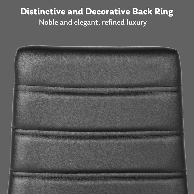 PU Leather Chair Set of 4, High Back Dining Seat with Soft Padded & Foot Cap Protection for Home Kitchen Living Room, 300lbs Capacity, Black - LeafyLoom