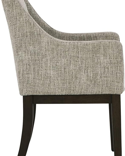 Signature Design by Ashley Burkhaus Traditional Dining Upholstered Arm Chair, 2 Count, Gray & Dark Brown - LeafyLoom