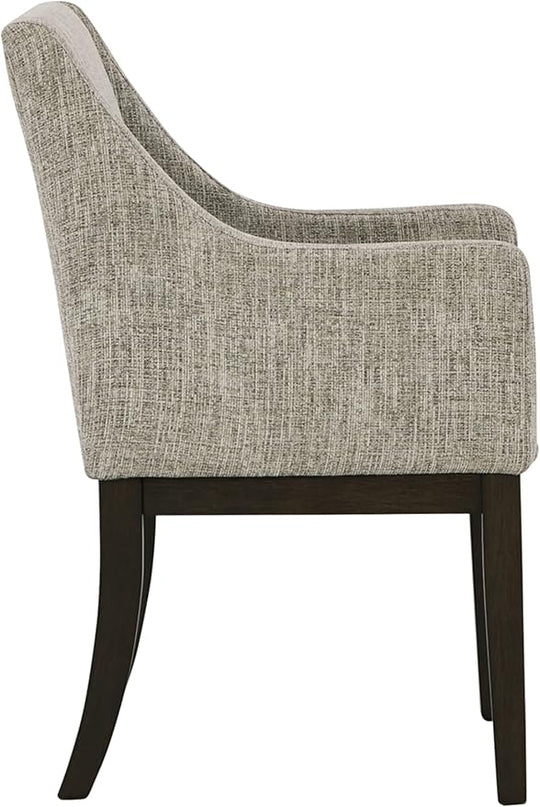 Signature Design by Ashley Burkhaus Traditional Dining Upholstered Arm Chair, 2 Count, Gray & Dark Brown - LeafyLoom