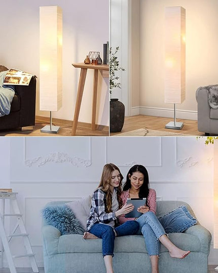 Modern Floor Lamp, Dimmable 3 Levels Brightness Paper Tall Lamp Standing Lamps with Lampshade, 55'' Minimalist Floor Lamps for Office, Kids Room, Reading, Home Decor (Off White) - LeafyLoom