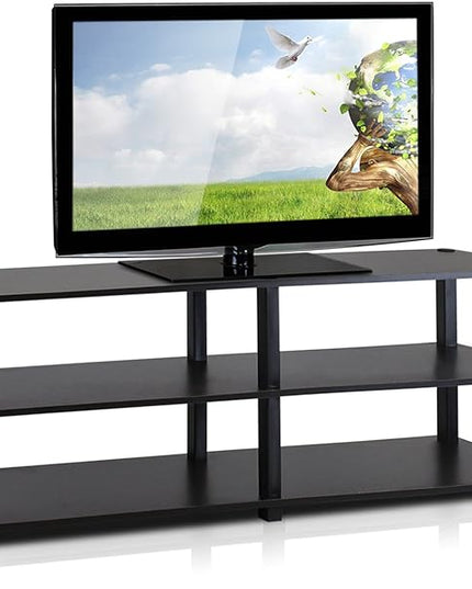 Furinno Turn-S-Tube No Tools 3-Tier Entertainment TV Stands, Espresso/Black - LeafyLoom