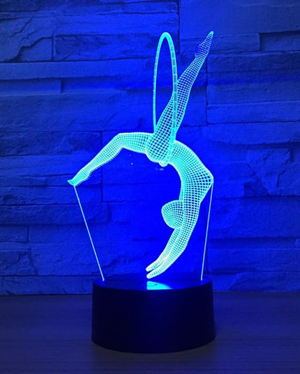 Gymnastics 3D Optical Illusion Lamp 7 Colors Change Timing Remote Control and Touch Button LED Table Desk Lamp for Home Bedroom Decoration - LeafyLoom