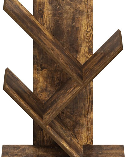 Furinno Tree Bookshelf 3-Tier Floor Standing Tree Bookcase, Amber Pine - LeafyLoom