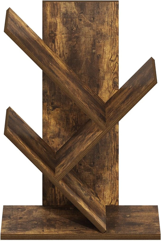 Furinno Tree Bookshelf 3-Tier Floor Standing Tree Bookcase, Amber Pine - LeafyLoom