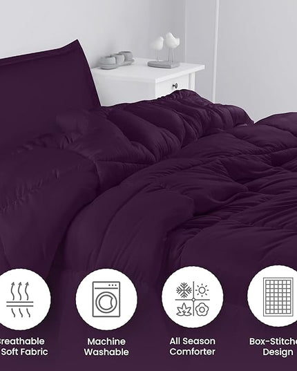 Utopia Bedding Twin Comforter Set Kids with 1 Pillow Sham, Bedding Comforter Sets, Down Alternative Plum/Purple Comforter, Soft and Comfortable, Machine Washable - LeafyLoom