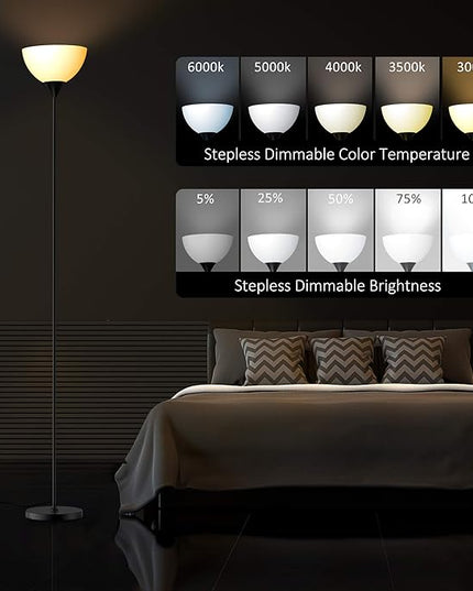 PESRAE Smart RGB Floor Lamp Work with Alexa, Google Assistant WiFi App, Modern Color Changing Floor Lamp, Dimmable Corner Floor Lamp for Living Room, Bedroom and Play Room (without Remote Control) - LeafyLoom