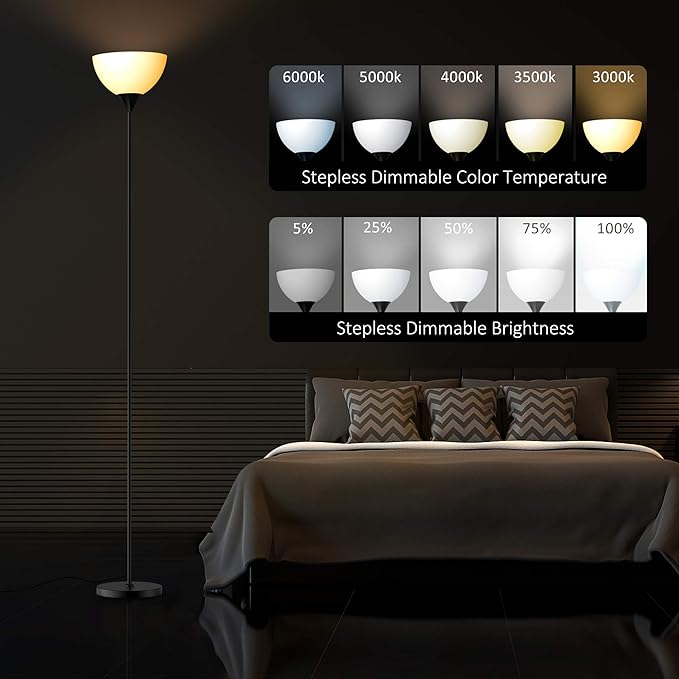 PESRAE Smart RGB Floor Lamp Work with Alexa, Google Assistant WiFi App, Modern Color Changing Floor Lamp, Dimmable Corner Floor Lamp for Living Room, Bedroom and Play Room (without Remote Control) - LeafyLoom