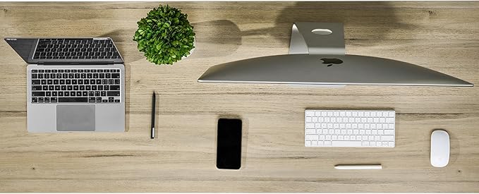 Kaboon Universal Tabletop 59.1"x23.62", Solid One-Piece Melamine Table Top, Double Desk L-Desk DIY, Home and Office Countertop, Oak - LeafyLoom