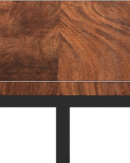 SIMPLIHOME Gowen SOLID MANGO WOOD and Metal 18 inch Wide Rectangle C End Table in Dark Cognac Brown, Fully Assembled, for the Living Room and Bedroom - LeafyLoom