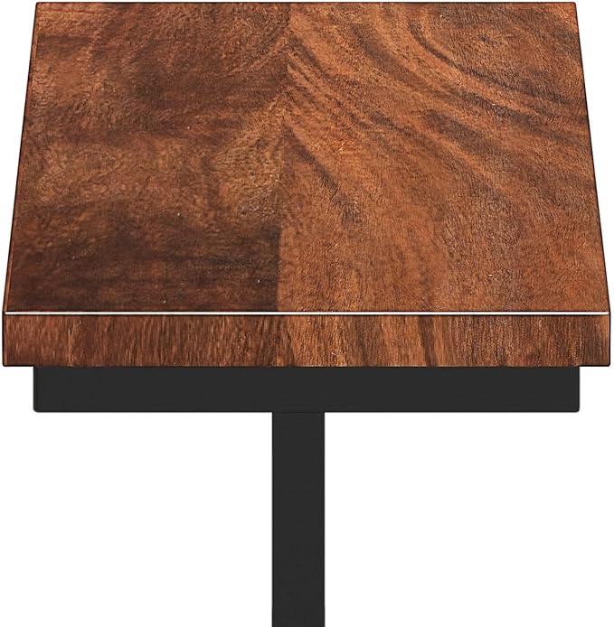 SIMPLIHOME Gowen SOLID MANGO WOOD and Metal 18 inch Wide Rectangle C End Table in Dark Cognac Brown, Fully Assembled, for the Living Room and Bedroom - LeafyLoom