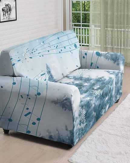 FKELYI Blue Christmas Tree Easy Going Stretch Sofa Slipcover Snow Sofa Couch Cover with Elastic Bottom Stretch Sofa Slipcovers L FKELYI