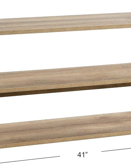 Household Essentials 3 Tier Wide Bookshelf, Coastal Oak Finish - LeafyLoom