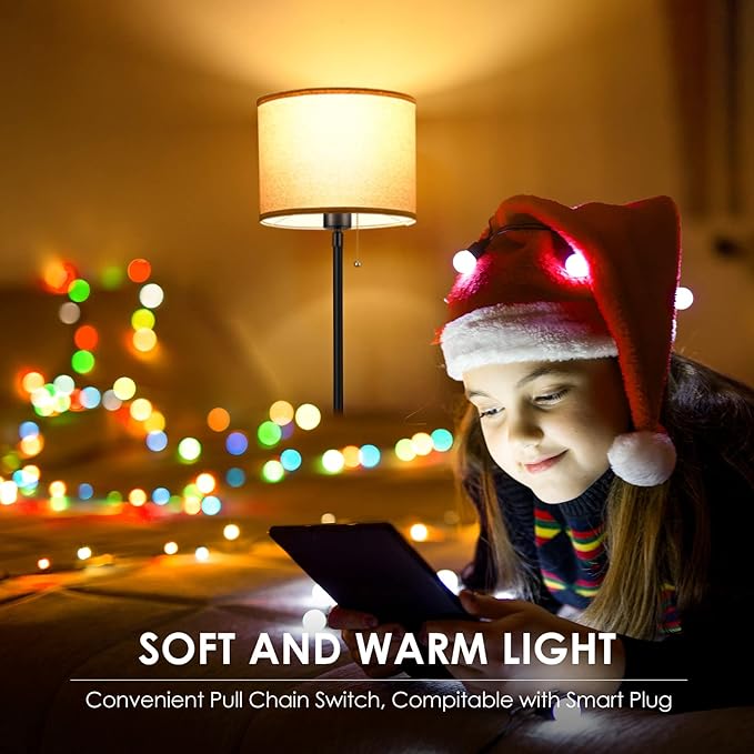 BoostArea Floor Lamps for Living Room Bedroom, 9W Modern Standing Lamp with 3 Color Temperature, Simple Floor Lamp, Beige Linen Shade, On/Off Foot Switch, Tall Pole Lamp for Office, Classroom, Den - LeafyLoom