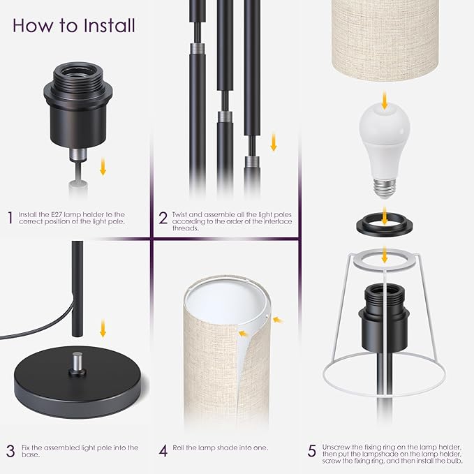 Floor Lamps for Living Room, Modern Floor Lamp with RGB LEDs Bulb,Dimmable Floor Lamp with App Control & Remote Control,Tall Reading Lamp for Bedroom, Living Room, Office,Linen lampshade - LeafyLoom