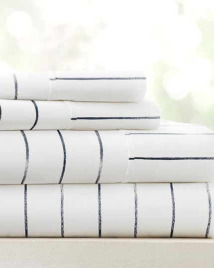 Linen Market 4 Piece California King Bedding Sheet Set (Navy Blue) - Sleep Better Than Ever with These Ultra-Soft Cooling Bed Sheets for Your California King Size Bed - Deep Pocket Fits 16" Mattress - LeafyLoom