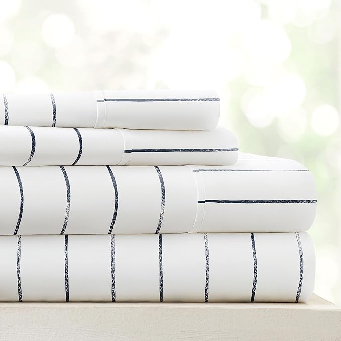 Linen Market 4 Piece California King Bedding Sheet Set (Navy Blue) - Sleep Better Than Ever with These Ultra-Soft Cooling Bed Sheets for Your California King Size Bed - Deep Pocket Fits 16" Mattress - LeafyLoom