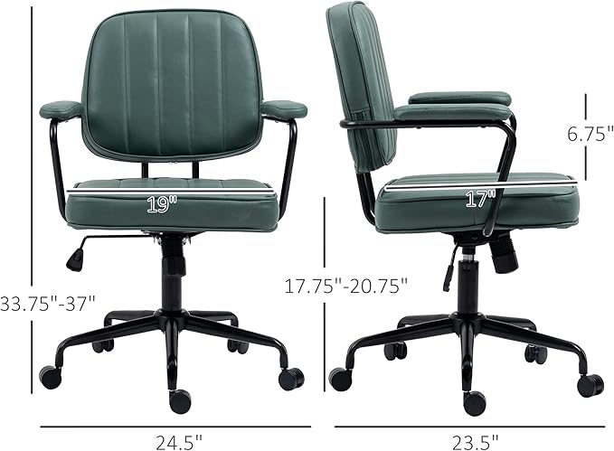 Vinsetto Home Office Chair, Microfiber Computer Desk Chair with Swivel Wheels, Adjustable Height, and Tilt Function, Green - LeafyLoom
