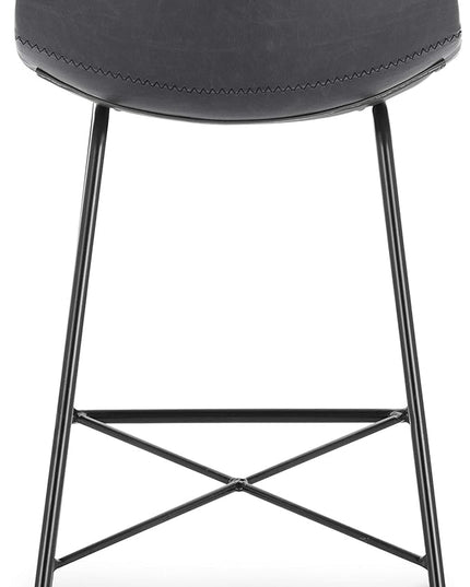 Poly and Bark Counter Stool 24 inches - Counter Height Bar Stools Set of 2 - Sturdy Kitchen Stools with Backs - Comfortable Bar Chair - Modern Countertop-High Chairs, Kitchen Island Barstools – Grey - LeafyLoom