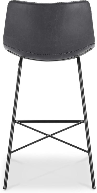 Poly and Bark Counter Stool 24 inches - Counter Height Bar Stools Set of 2 - Sturdy Kitchen Stools with Backs - Comfortable Bar Chair - Modern Countertop-High Chairs, Kitchen Island Barstools – Grey - LeafyLoom